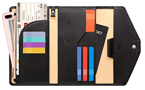 Book Cover Zoppen Multi-purpose Rfid Blocking Travel Passport Wallet (Ver.4) Tri-fold Document Organizer Holder, 1 Black