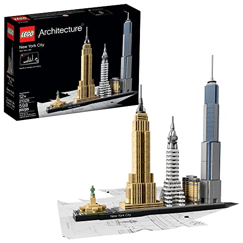 Book Cover LEGO Architecture New York City 21028, Build It Yourself New York Skyline Model Kit for Adults and Kids (598 Pieces)