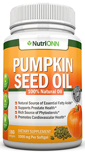 Book Cover Pumpkin Seed Oil - 1000MG - 180 Softgels - Cold-Pressed Natural Pumpkin Seed Oil - Natural Source of Essential Fatty Acids - Great for Hair Growth, Prostate Health, Joint Inflammation and GI Tract â€¦