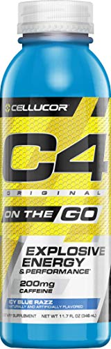 Book Cover Cellucor C4 On The Go Zero Sugar Pre Workout Drink, Energy Drink + Beta Alanine, Icy Blue Razz, 10 Ounce Bottles (Pack of 12)
