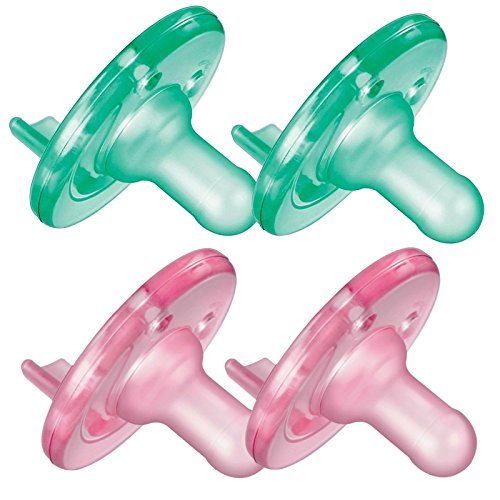 Book Cover Philips Avent 4 Count BPA Free Soothie Pacifier, 3 Months +, Green/Pink