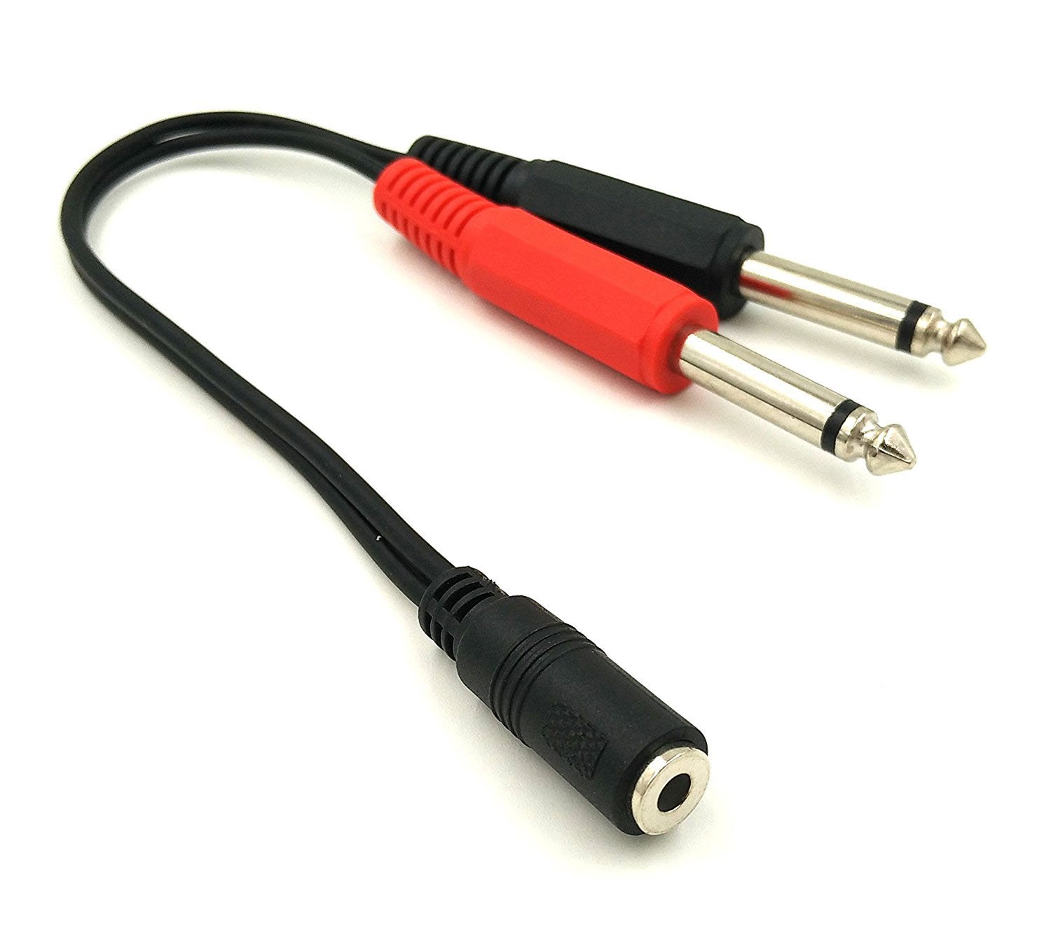 Book Cover Poyiccot 3.5mm to 1/4 Adapter Cable,1/4 Mono to 3.5mm Stereo Adapter, 1/8 to 1/4 Splitter Cable, 3.5mm 1/8 TRS Female to Dual 6.35mm 1/4 TS Male Stereo to Mono Y Splitter Cable, 20cm/8inch