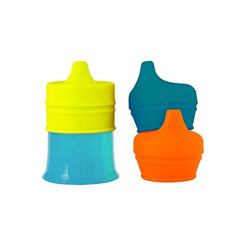 Book Cover Boon Snug Spout with Cup, Blue/Orange/Green (Pack of 3)