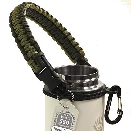 Book Cover Gearproz Paracord Handle for Hydro Flask - America's No. 1 Paracord Survival Strap Carrier for Hydroflask Wide Mouth Water Bottles (12 to 64 oz)