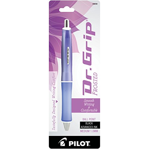 Book Cover PILOT Dr. Grip Frosted Refillable & Retractable Ballpoint Pen, Medium Point, Purple Barrel, Black Ink, Single Pen (36250)