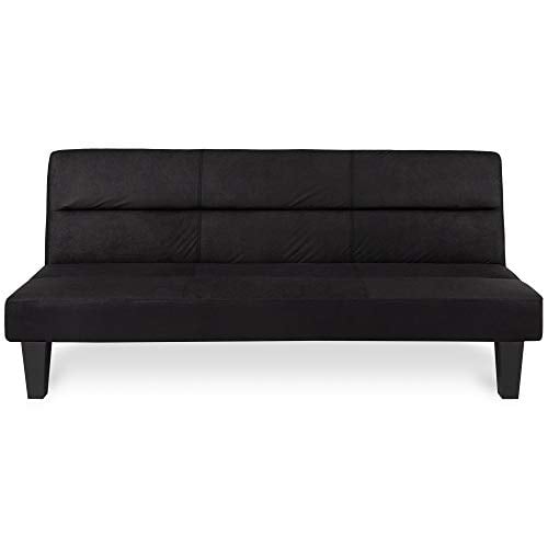 Book Cover Best Choice Products 68.5in Microfiber Convertible Reclining Sofa Bed w/ 6in Thick Mattress Padding - Black