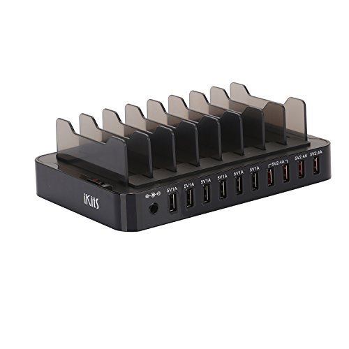 Book Cover IKITS USB Charging Station,13.2A 66W 10-Port Charger Station Hub [CE Verified] Multiple Devices Desktop Charger with Stand 4 Port Smart IC+4 Port 5V 1A Compatible with Samsung iPhone/iPad, Moto & More