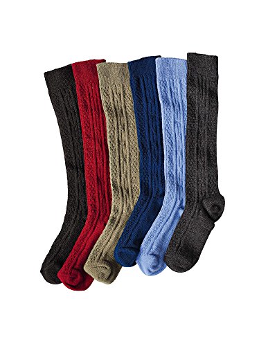 Book Cover National Wide Calf Cable Knit Knee Socks, 6-pk