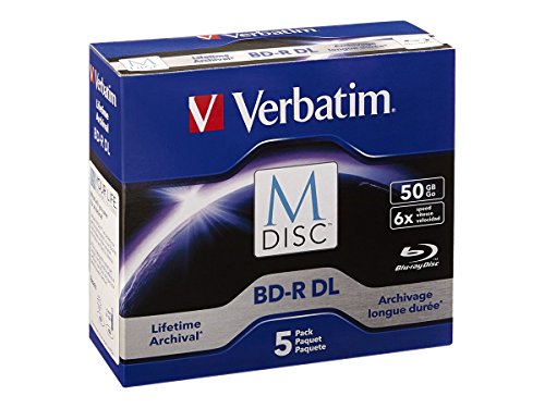 Book Cover Verbatim M-Disc BD-R DL 50GB 6X with Branded Surface - 5pk Jewel Case