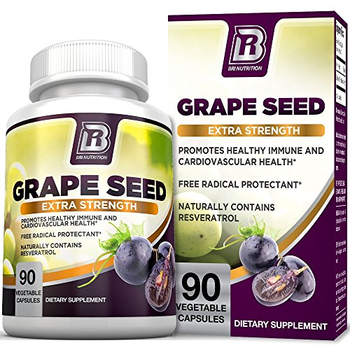 Book Cover BRI Nutrition Grapeseed Extract - 95% Proanthocyanidins 400mg Servings - Strongest Standardized Extract On The Market - 90 Veggie Capsules