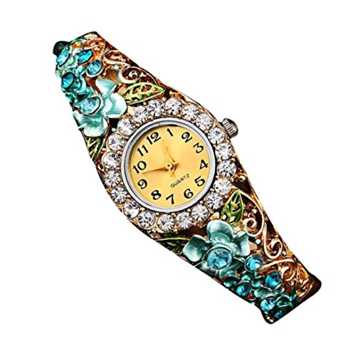 Book Cover Creazy Women Quartz Luxury Crystal Flower Bracelet Watch
