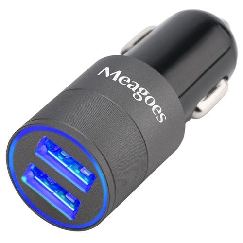 Book Cover Meagoes Fast USB Car Charger Adapter, with Dual Smart Ports, Compatible for Apple iPhone 8/X/Plus/7/6s/6, Ipad Pro/Mini, Samsung Galaxy S9 Plus/S9/S8/S7, Note 9/8, Google Pixel, Moto Z, LG G7/V40, HTC