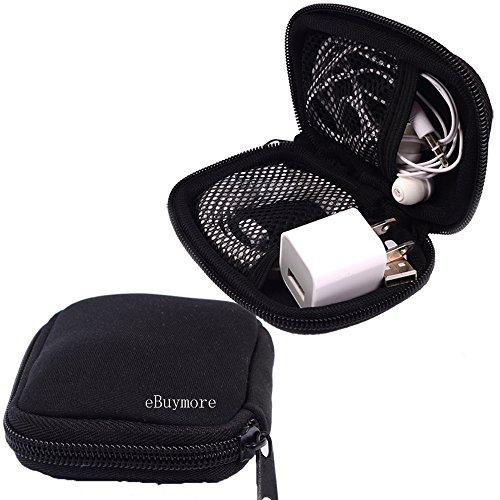 Book Cover Black Universal Neoprene Zipper Headphone Headset Dock Charger Cable Organizer Electronics Accessories Case Various USB, Mp3, Charge, Cable organizer Pouch