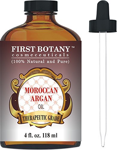 Book Cover Moroccan Organic Argan Oil for Hair, Skin, Face, Nails, Cuticles & Beard 4 fl. oz. - Best Anti-Aging, Anti-Wrinkle, Triple Extra Virgin & Cold Pressed Moisturizer