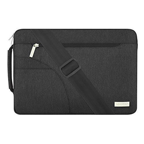 Book Cover MOSISO Laptop Shoulder Bag Compatible with 13-13.3 inch MacBook Pro, MacBook Air, Notebook Computer, Polyester Briefcase Sleeve with Front Arc Pocket, Blue