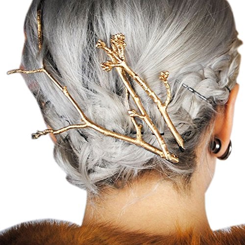 Book Cover RechicGu Gold Plated Chic Runway 3Pcs Tree Branch Hair Pin Headband Dress Snap Barrette Clip Fascinator