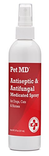 Book Cover Pet MD - Antiseptic and Antifungal Medicated Spray for Dogs, Cats and Horses with Chlorhexidine, Ketoconazole, Essential Fatty Acids, Aloe and Vitamin E - 8 oz