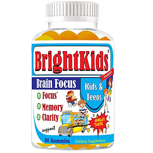 Book Cover Bright Kids Focus and Attention Gummy Kids Focus Supplement (Brain Formula) Vitamins with Omega 3 6 9 EPA/DHA, Kids Chewable Multivitamins Gummies | Lemon & Orange Flavored | 60 Gummies
