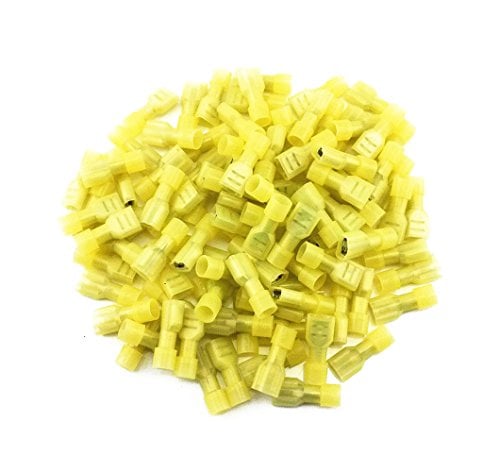 Book Cover Yueton® 100pcs Yellow 12/10-Gauge Economy Nylon Female Fully-Insulated Quick Disconnects Wiring Spade Wire Crimp Terminal