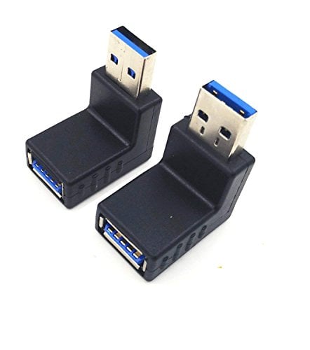 Book Cover 2pcs USB 3.0 up Down Male to Female Extension Adapter Combo Upward and Downward 90 Degree Right Angle USB 3.0 Super-Speed Connector Adapter(Black)