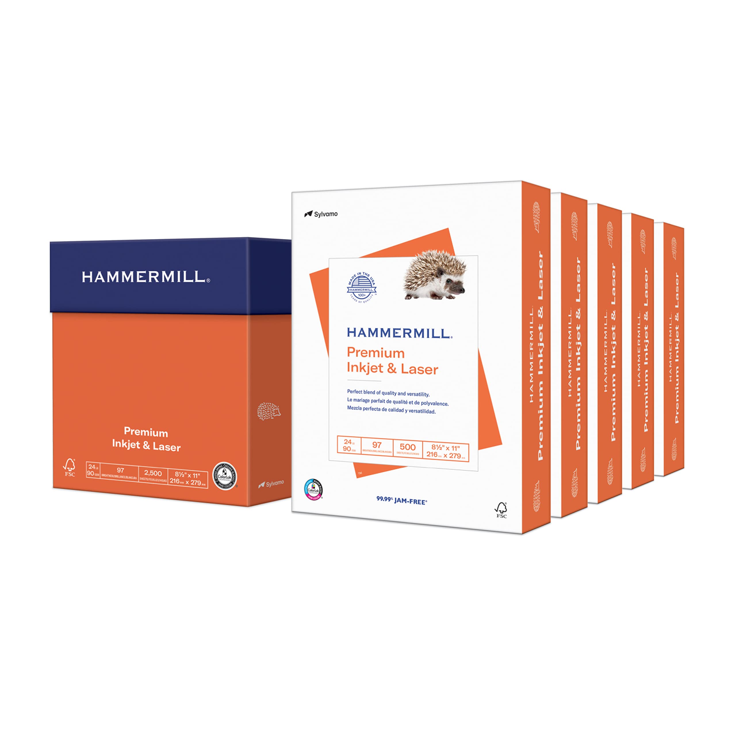 Book Cover Hammermill Printer Paper, Premium Inkjet & Laser Paper 24 Lb, 8.5 x 11 - 5 Ream (2,500 Sheets) - 97 Bright, Made in the USA, 166140C 5 Ream | 2500 Sheets 24 lb Ink - Laser