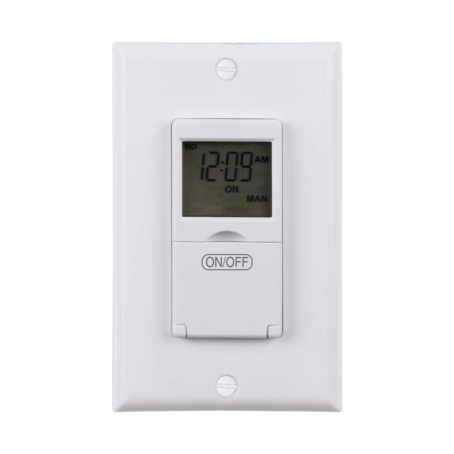 Book Cover BN-Link 7 Day Programmable in-Wall Timer Switch for Lights, Fans and Motors, Single Pole and 3 Way (Compatible with SPDT) Both Use, Neutral Wire Required, White (No Backlight)