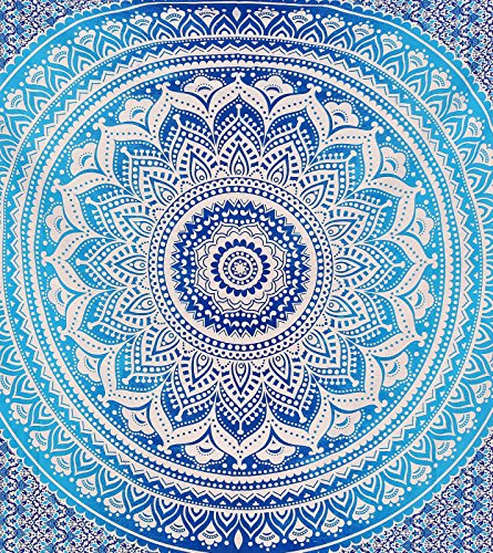 Book Cover Aakriti Gallery Montreal Tappassier Ombre Indian Wall Hanging Hippie Mandala Tapestry Bohemian Bedspread Ethnic Dorm Decor, Blue