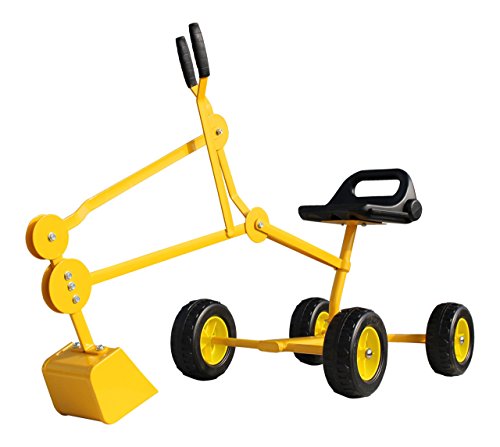 Book Cover Childrensneeds.com Sand Digger Toy Backhoe with Wheels, A Toy Ride On Excavator for Ages 4-12 (Yellow)
