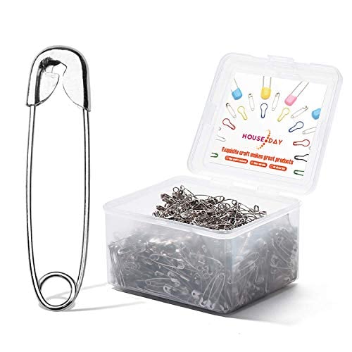 Book Cover HOUSE DAY Silver Safety Pins Pack of 1000, 1.1 inch Safety Pins Bulk, for Home, Office Use, Sewing Pins, Fabric, Fashion, Craft Pins, Marathon, First Aid Kit, Diaper Pins