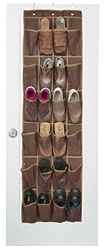 Book Cover Java Over the Door Shoe Organizer with 24 Reinforced Pockets. Organize your shoes with this shoe rack over the door organizer and save space. Hang on standard doors with 3 steel over the door hooks.