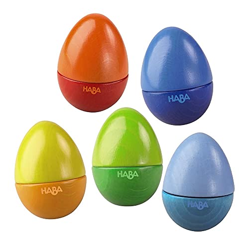 Book Cover HABA Shakin Eggs - HABA Shakin Eggs - Feel the Rhythm While Learning Sound Differentiation with 5 Wooden Eggs Classic Musical Fun