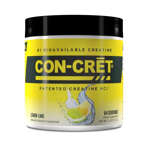 Book Cover CON-CRET Patented Creatine HCl Powder, Lemon-Lime Stimulant-Free Workout Supplement for Energy, Strength, and Endurance, 64 Servings