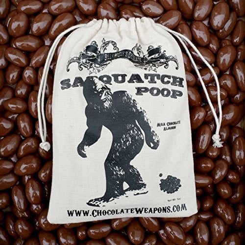 Book Cover Chocolate BIGFOOT Poop Sasquatch Poo (Milk Chocolate Covered Almonds) in Vintage Cotton Bag (Buck, Elk, & Reindeer available)