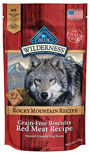 Book Cover Blue Buffalo Wilderness Rocky Mountain Recipe Grain Free Crunchy Dog Treats Biscuits, Red Meat 8-oz bag