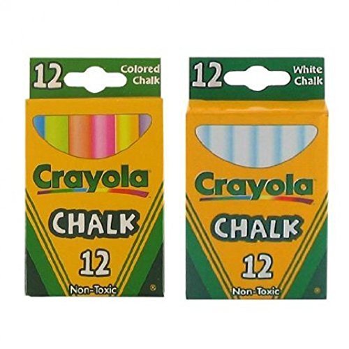 Book Cover Crayola Chalk White & Colored 12-Pack (1 Pack of White & 1 Pack of Colored)