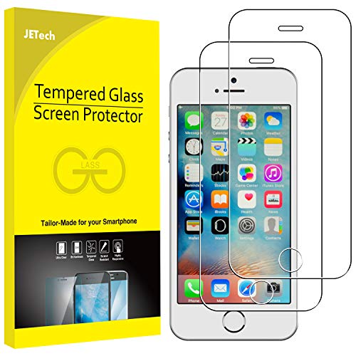 Book Cover JETech Screen Protector for iPhone SE 5s 5c 5, Tempered Glass Film, 2-Pack