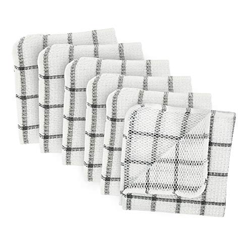 Book Cover DII Kitchen Scrubber Collection Basic Windowpane Dishcloth Set, 12x12, Gray 6 Count