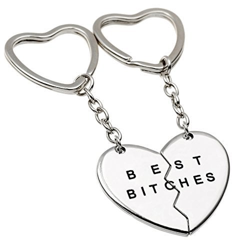 Book Cover Charms Best Bitches Keychain,Best Friend KeyRing,BFF Keychain Christmas Gift