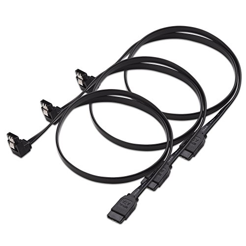 Book Cover Cable Matters 3-Pack 90 Degree Right Angle SATA III 6.0 Gbps SATA Cable (SATA 3 Cable) Black - 18 Inches