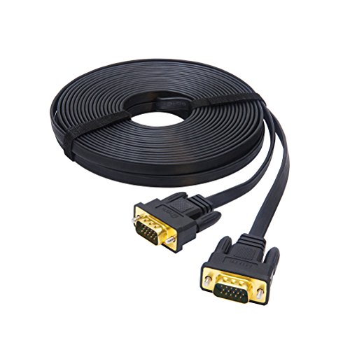 Book Cover DTECH Ultra Thin Flat Type Computer Monitor VGA Cable Standard 15 Pin Male to Male VGA Wire 33 Feet