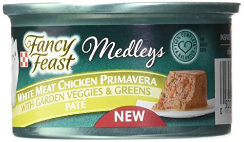 Book Cover Purina Fancy Feast Medleys Pate Collection Gourmet Wet Cat Food, (24) 3 oz. Cans, White Meat Chicken Primavera  with Garden Veggies & Greens