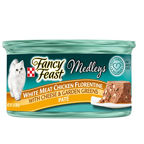 Book Cover Purina Fancy Feast Medleys Pate Collection Gourmet Wet Cat Food, (24) 3 oz. Cans, White Meat Chicken Florentine with Cheese & Garden Greens