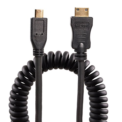 Book Cover UCEC Coiled Micro HDMI to Mini HDMI Cable for Atomos for Ninja Star Recorder Cameras (11.81