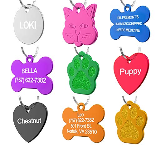 Book Cover Dr. Fremont's Pet ID Tag Custom for Dog Cat Personalized | Many Shapes and Colors to Choose from | Made in USA | Strong Anodized Aluminum