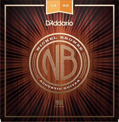 Book Cover D'Addario Nickel Bronze Acoustic Guitar Strings, Lt. Top/Med. Bottom, 12-56