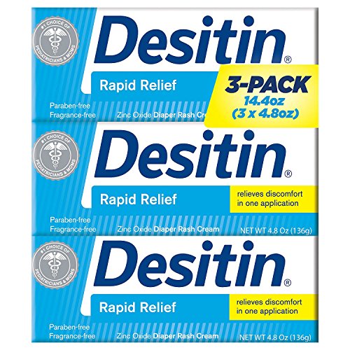 Book Cover Desitin Rapid Relief Diaper Rash Cream, 4.8 Ounce, (Pack of 3)