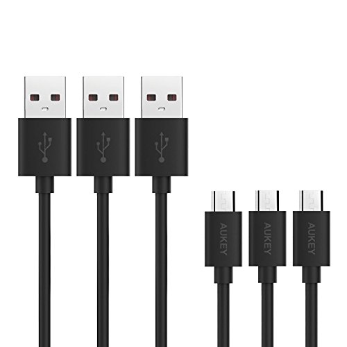 Book Cover AUKEY Micro USB Cable 4ft x 3 Pack Android USB to Micro USB Cable High Speed USB 2.0 Sync and Charging Cord for Samsung Galaxy S7 S6 Edge, Kindle, Huawei, HTC, Sony, Motorola, Nokia, Tablet - Black