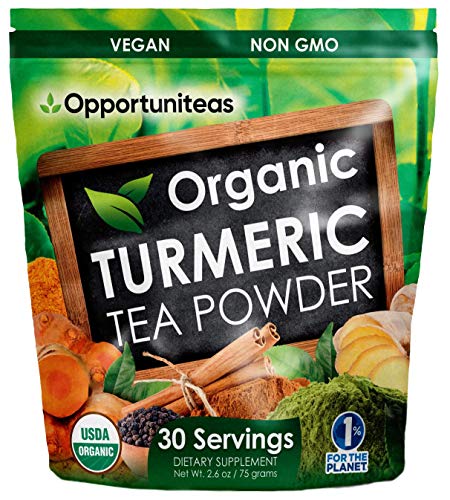 Book Cover Organic Turmeric Tea Powder - Matcha Green Tea, Turmeric, Cinnamon, Ginger, Black Pepper - Natural Joint Support Supplement for Juice, Smoothie & Drinks - Vegan & Non-GMO - 30 Servings