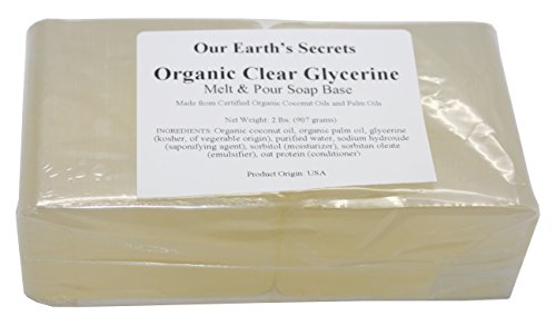 Book Cover Organic Oil Clear Glycerin - 2 Pound Melt and Pour Soap Base - Our Earth's Secrets