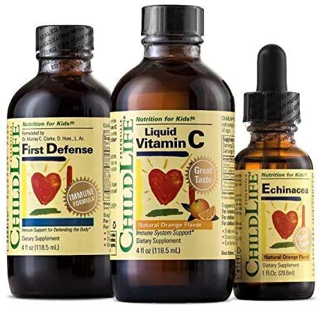 Book Cover ChildLife Essentials Immune Support Assortment Pack for Infants, Babies, Kids, Toddlers, Children, and Teens: First Defense, Vitamin C, and Echinacea